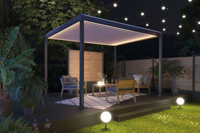 Pergola bioclimatique équipée de LED intégrées