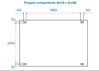 Exemple d'un plan de pergola avec les dimenzsions à prévoir