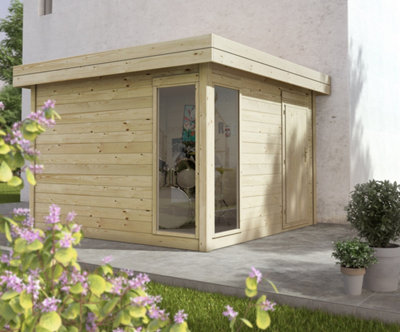 Abri de jardin bois avec instrument de musique à l'intérieur