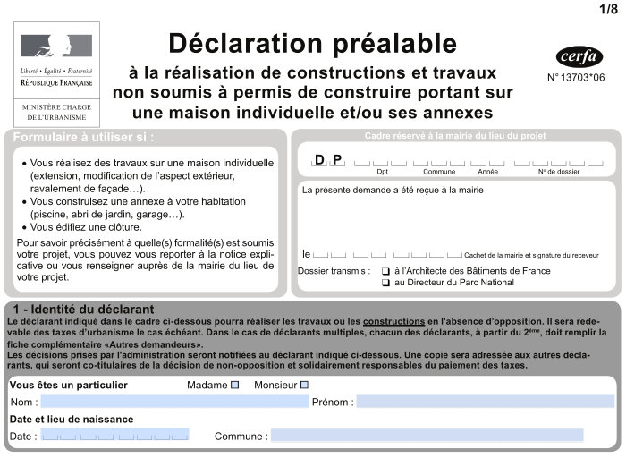 Demande d’autorisation ou déclaration préalable de travaux
