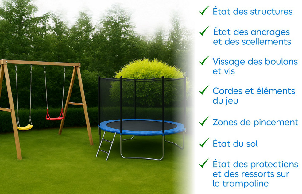 Image jeu enfant et à droite check list des précausions