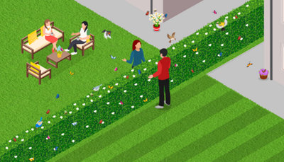 Schéma d'illustration de 2 jardins mitoyens
