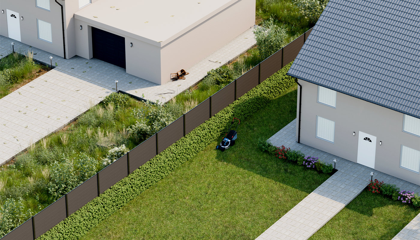 Illustration d'un jardin non entretenu à côté d'un jardin entretenu mais qui en subit la vision