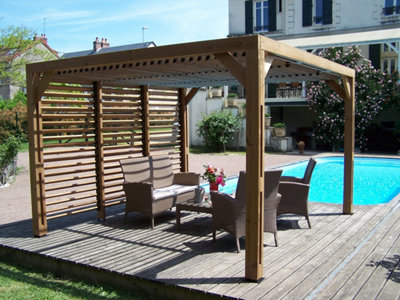 Les pergolas adossées sont destinées à abriter une terrasse