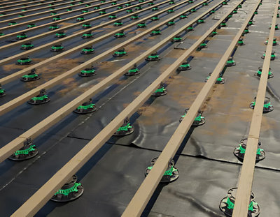 Lambourdes de grandes tailles posées sur des plots PVC