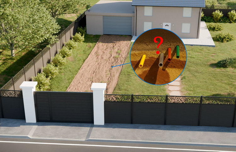 Exemple de décaissage pour faire une allée donnat à un garage avec passage de gaines en dessous