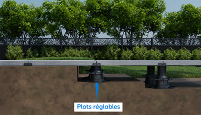 Pose de dalles sur plots réglables