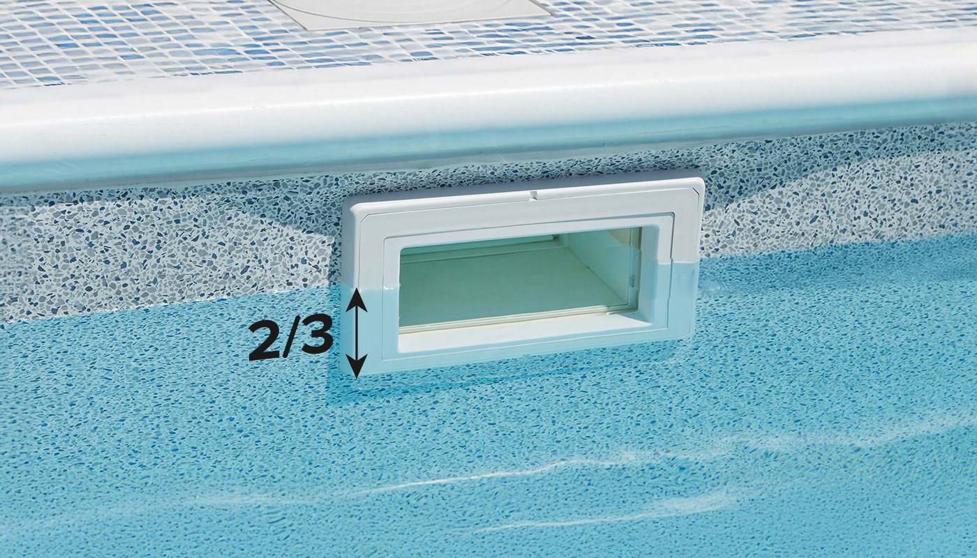 Schéma de la hauteur d'eau au niveau du skimmer