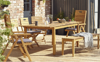 Salon de jardin 180/228 x 90 cm avec fauteuils et chaises