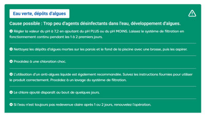 Recommendations du calculateur sur l'aspect de l'eau