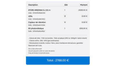 Calcul du budget de votre store banne motorisé avec coffre intégral