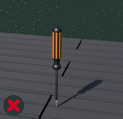 Attention à ne jamais visser directement dans les lames de la terrasse