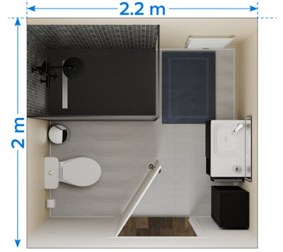 Maquette aménagement petite salle de bain carrée