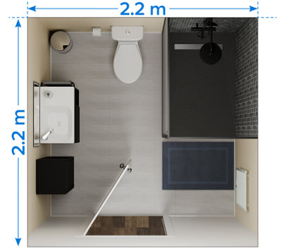 Maquette agencement petite salle de bain carrée