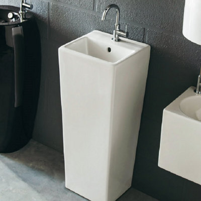Lave-mains colonne blanche