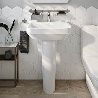lave-mains colonne grise avec rangement