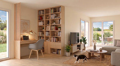 Un espace de télétravail dans un grand salon