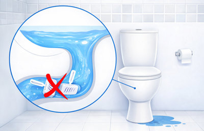Schéma d'un WC bouché par des blocs de nettoyage
