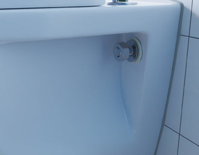 écrou de fixation des toilettes sous la cuvette.