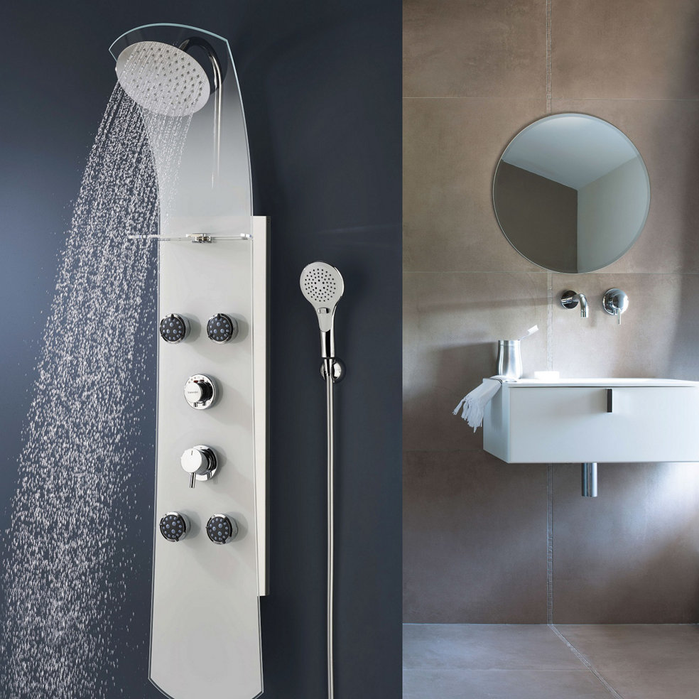 Photo d'une colonne de douche hydromassante en fonctionnement