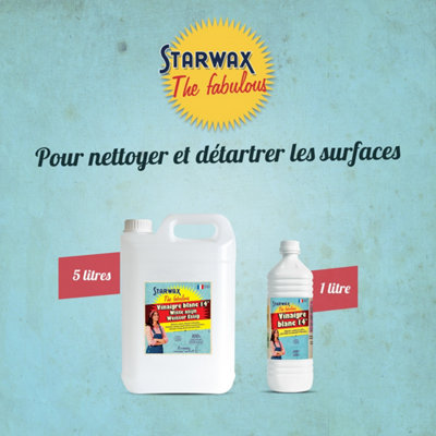 Bidon 5L et bouteille 1L de vinaigre blanc Starwarx sur fond bleu