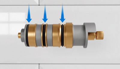 Cartouche thermostatique avec 3 flêches montrant les jointstoriques