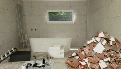 Salle de bains en chantier
