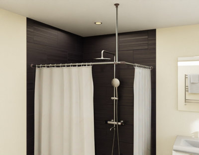 installé votre barre de douche en angle