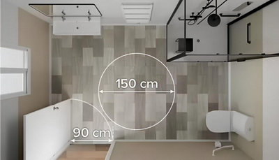 Dimensions minimales à prévoir pour circuler dans une salle de bains PMR