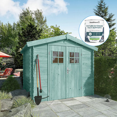 Exemple d'un petit abri de jardin repeint en vert