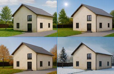 Maison individuelle pendant les 4 saisons