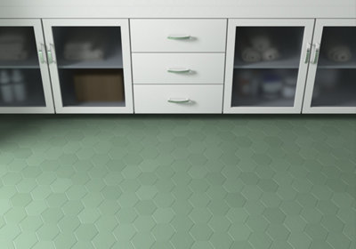 Carrelage uni vert dans une cuisine