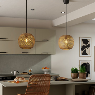 2 suspension en rotin cuisine