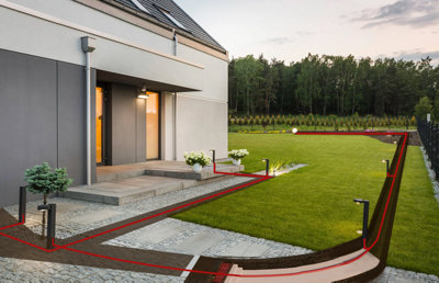 Illustration des passage des gaines dans le jardin