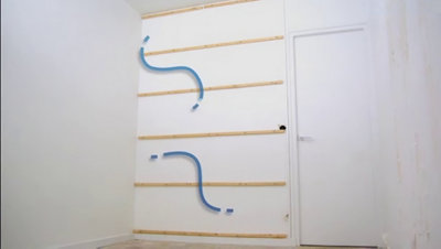 pose tasseaux murs avec dessin gaines électrique qui passent