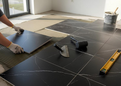 Illustration de l'installation d'un carrelage sol