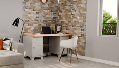 Bureau décoré avec des plaquettes de parement en angle