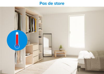 Sans store, le soleil réchauffe et éblouit l’intérieur