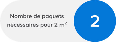 Puisque vous avez renseigné la surface de couverture du paquet, le simulateur vous donnera directement le nombre de paquet à acheter