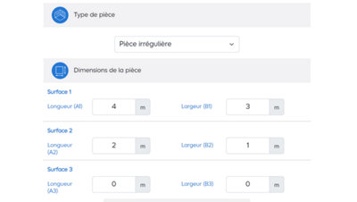 Dans le simulateur, vous pouvez remplir jusqu’à 3 surfaces