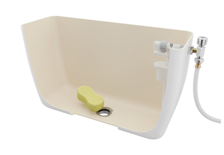 Nettoyage cuve vide avec éponge jaune