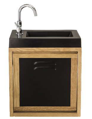lavabo résine noir et bois