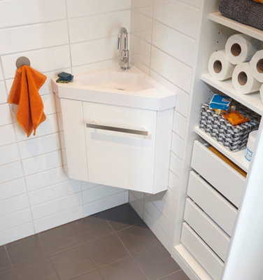 Lave-main d'angle blanc
