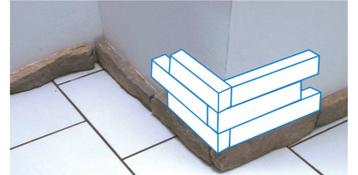 Schéma visualisation pose plaquettes parement sur l'angle