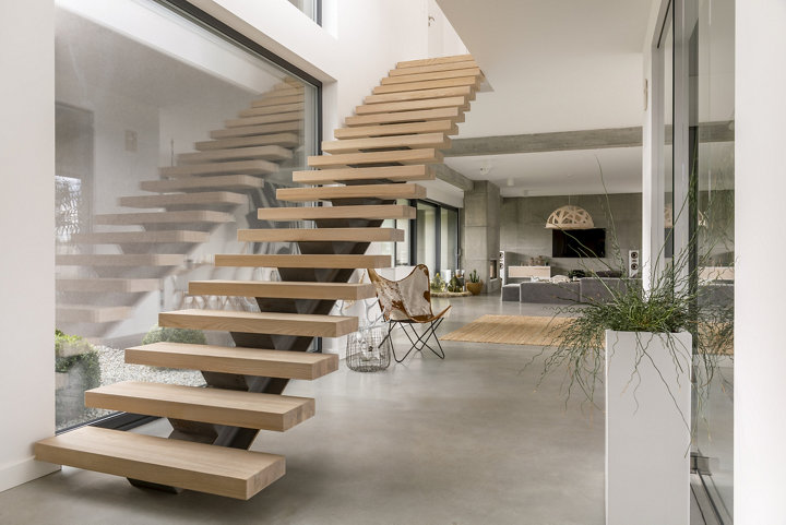 Escalier droit bois